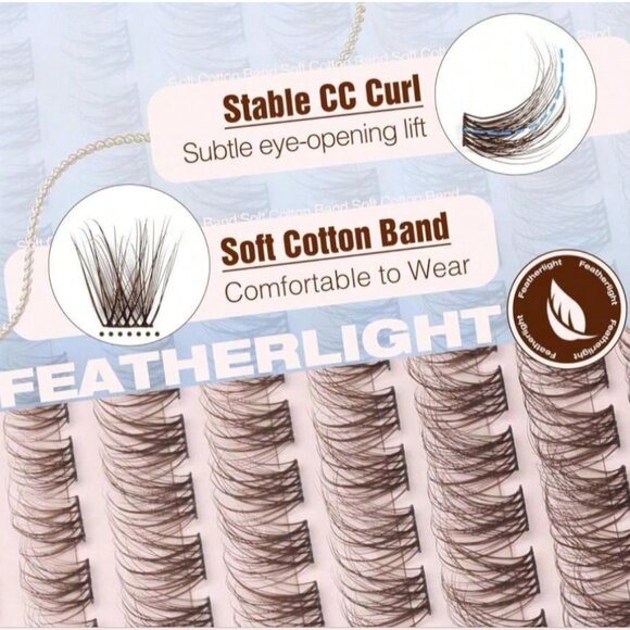 Mavphnee Eye Lash Clusters Brown Eyelash Extensions Natural Full Length Bond - Picture 9 of 10